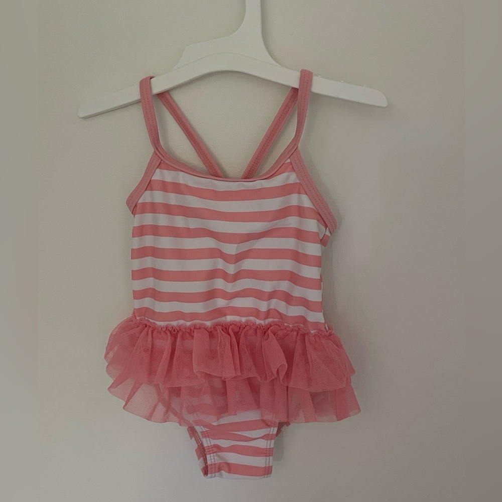 Pink Striped Tutu Swimsuit